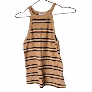 EUC ANGL Pink Rose Orange Striped Ribbed Crop Top Medium